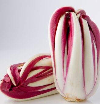 two heads of radicchio