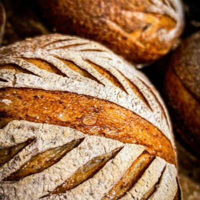 Two boules of handmade sourdough